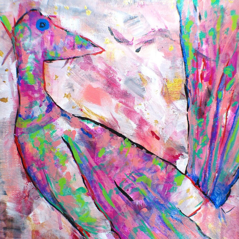 Original Painting by Artist Rachael Potter Titled "Mythical Bird" Abstract